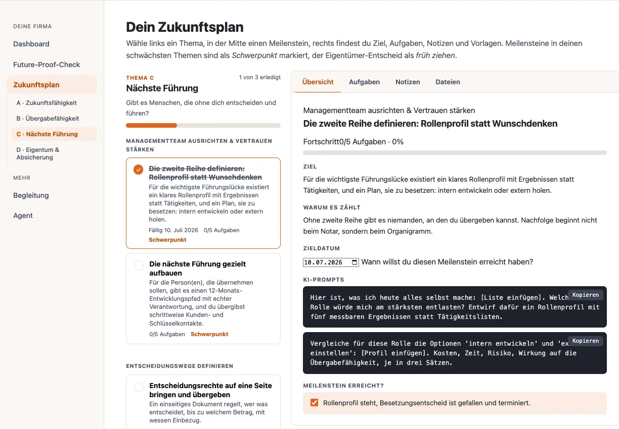Zukunftsplan mit priorisierten Meilensteinen